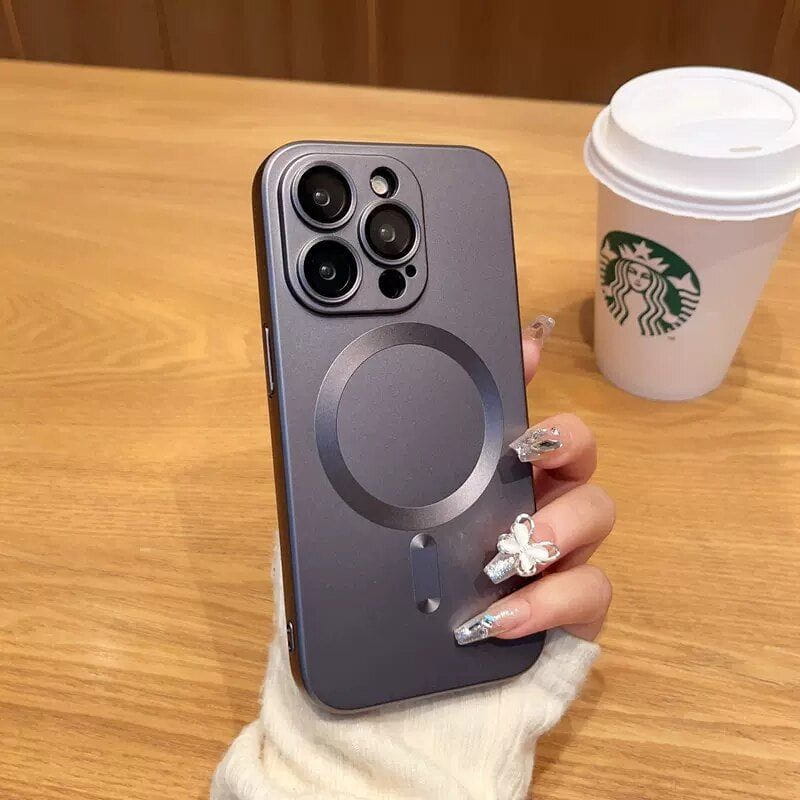 WrapLab Mag-Safe Magnetic Wireless Charging Matte Shockproof Silicone Case With Lens Protector Glass For iPhone