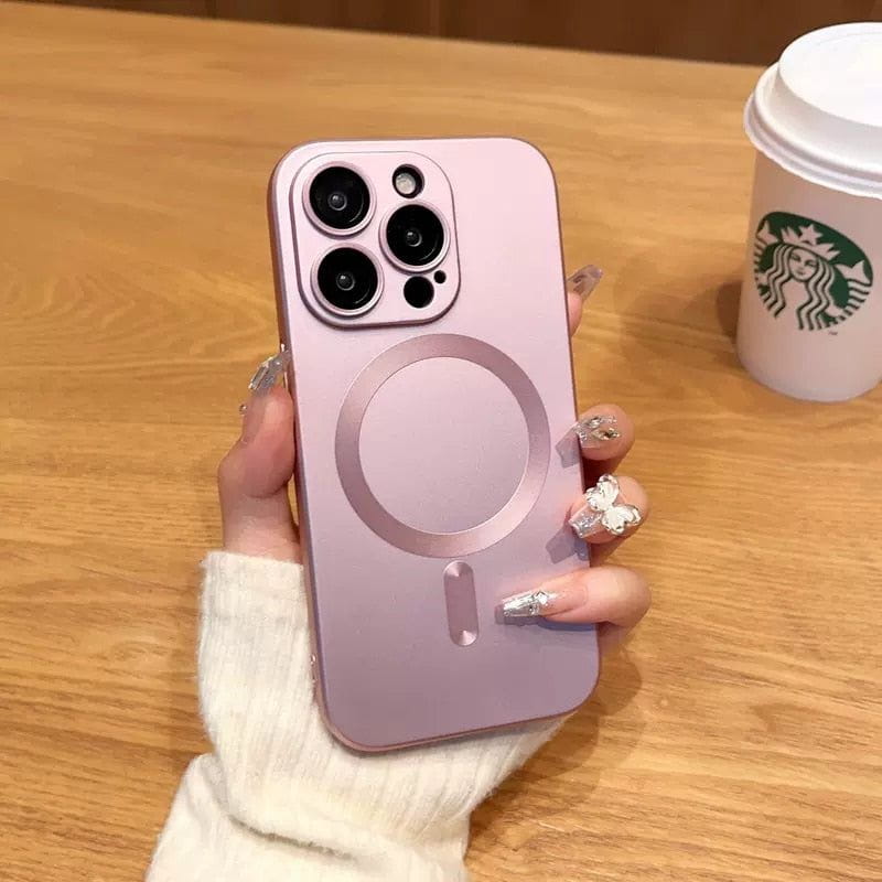 WrapLab Mag-Safe Magnetic Wireless Charging Matte Shockproof Silicone Case With Lens Protector Glass For iPhone