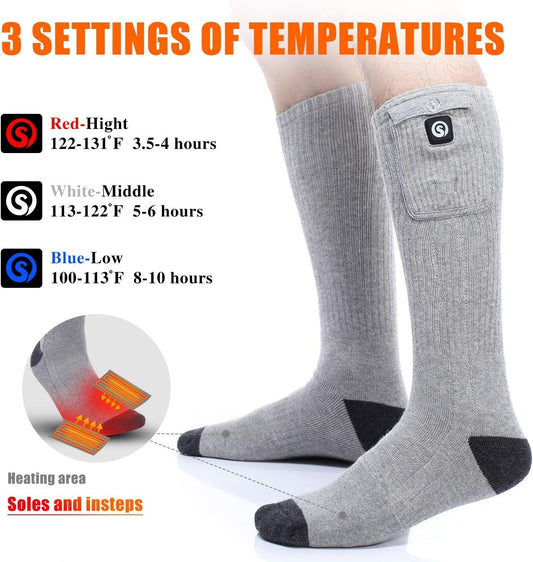 Heated Socks for Men Women, Electric Socks with 7.4V 2200mAh Rechargeable (Pack of 2)