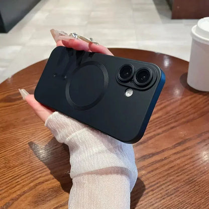 WrapLab Mag-Safe Magnetic Wireless Charging Matte Shockproof Silicone Case With Lens Protector Glass For iPhone