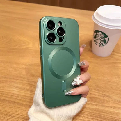 WrapLab Mag-Safe Magnetic Wireless Charging Matte Shockproof Silicone Case With Lens Protector Glass For iPhone
