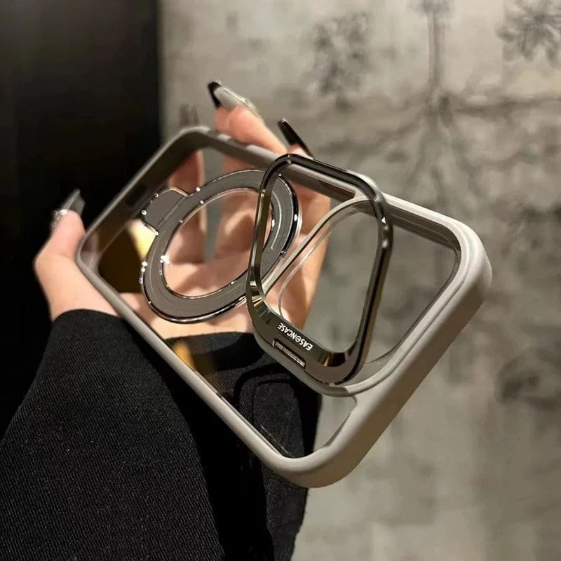 WrapLab Metal Camera Ring Kickstand Stand Transparent Mag-Safe Case Cover For iPhone