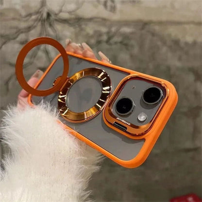 WrapLab Metal Camera Ring Kickstand Stand Transparent Mag-Safe Case Cover For iPhone