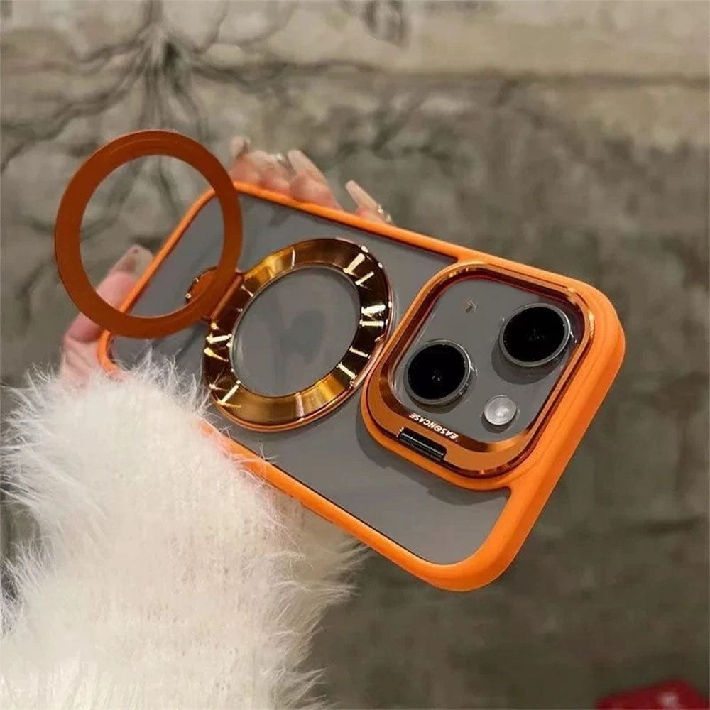 WrapLab Metal Camera Ring Kickstand Stand Transparent Mag-Safe Case Cover For iPhone