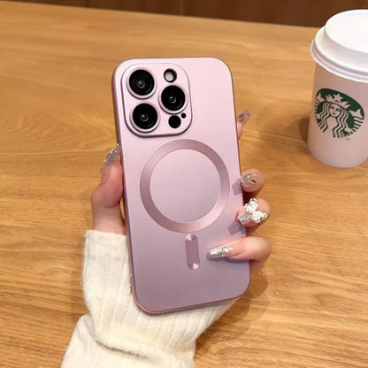 WrapLab Mag-Safe Magnetic Wireless Charging Matte Shockproof Silicone Case With Lens Protector Glass For iPhone