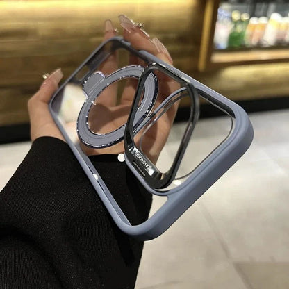 WrapLab Metal Camera Ring Kickstand Stand Transparent Mag-Safe Case Cover For iPhone