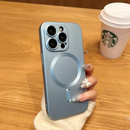 WrapLab Mag-Safe Magnetic Wireless Charging Matte Shockproof Silicone Case With Lens Protector Glass For iPhone