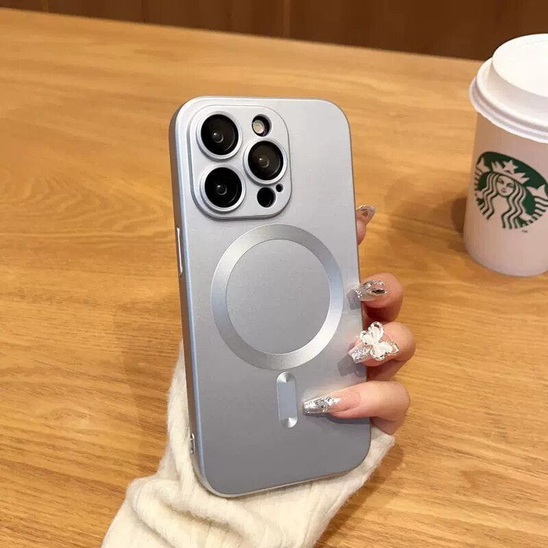 WrapLab Mag-Safe Magnetic Wireless Charging Matte Shockproof Silicone Case With Lens Protector Glass For iPhone
