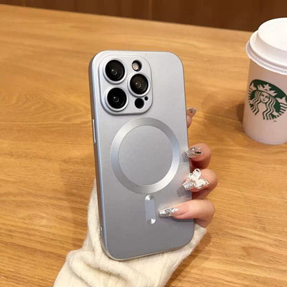 WrapLab Mag-Safe Magnetic Wireless Charging Matte Shockproof Silicone Case With Lens Protector Glass For iPhone