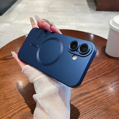 WrapLab Mag-Safe Magnetic Wireless Charging Matte Shockproof Silicone Case With Lens Protector Glass For iPhone
