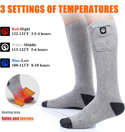 Heated Socks for Men Women, Electric Socks with 7.4V 2200mAh Rechargeable (Pack of 2)