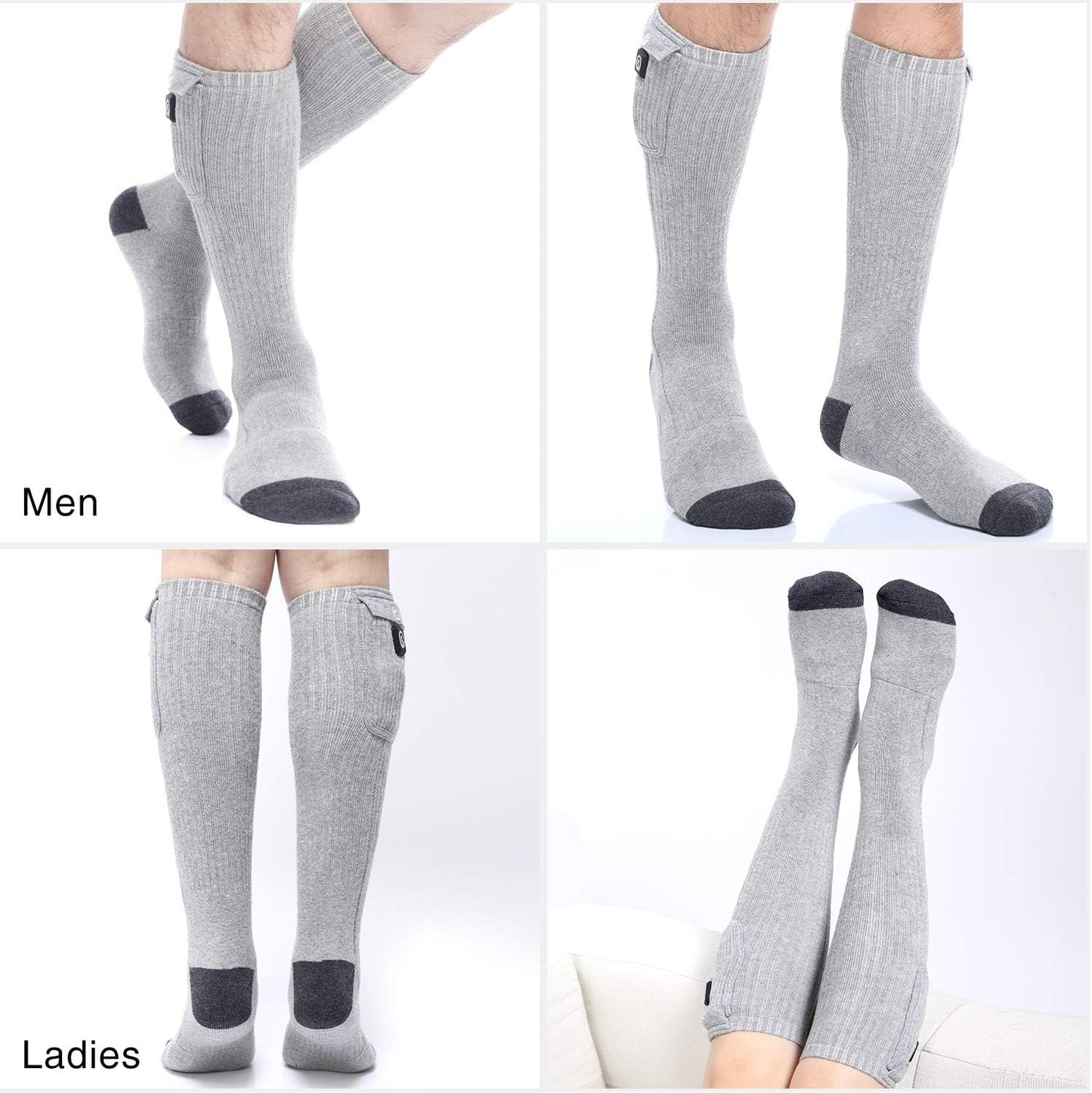 Heated Socks for Men Women, Electric Socks with 7.4V 2200mAh Rechargeable (Pack of 2)