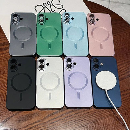WrapLab Mag-Safe Magnetic Wireless Charging Matte Shockproof Silicone Case With Lens Protector Glass For iPhone